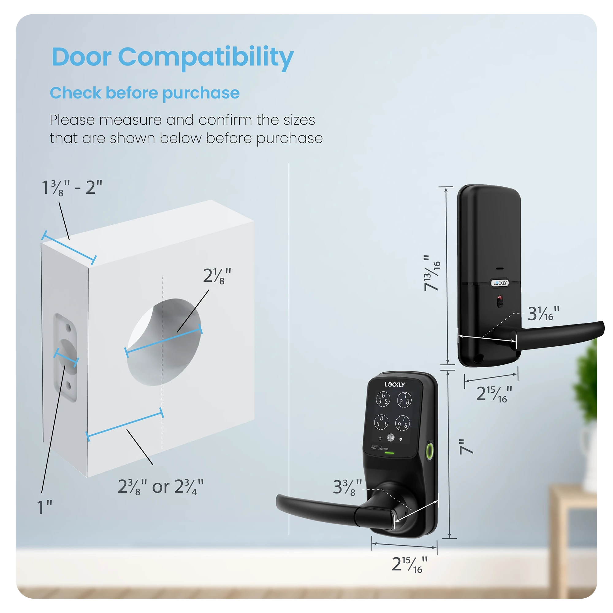 Lockly Secure Plus Peek-Proof Smart Lock Latch Edition