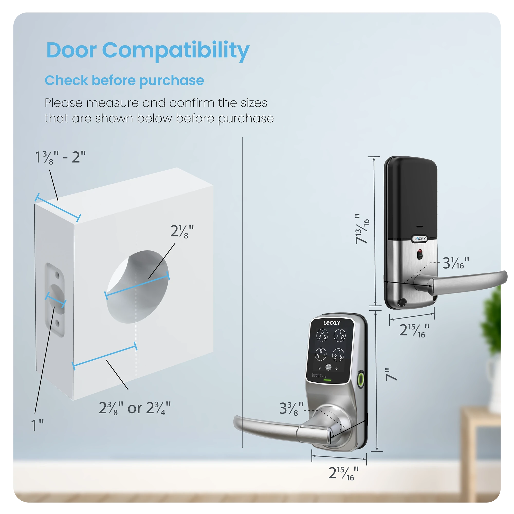 Lockly Secure Plus Peek-Proof Smart Lock Latch Edition