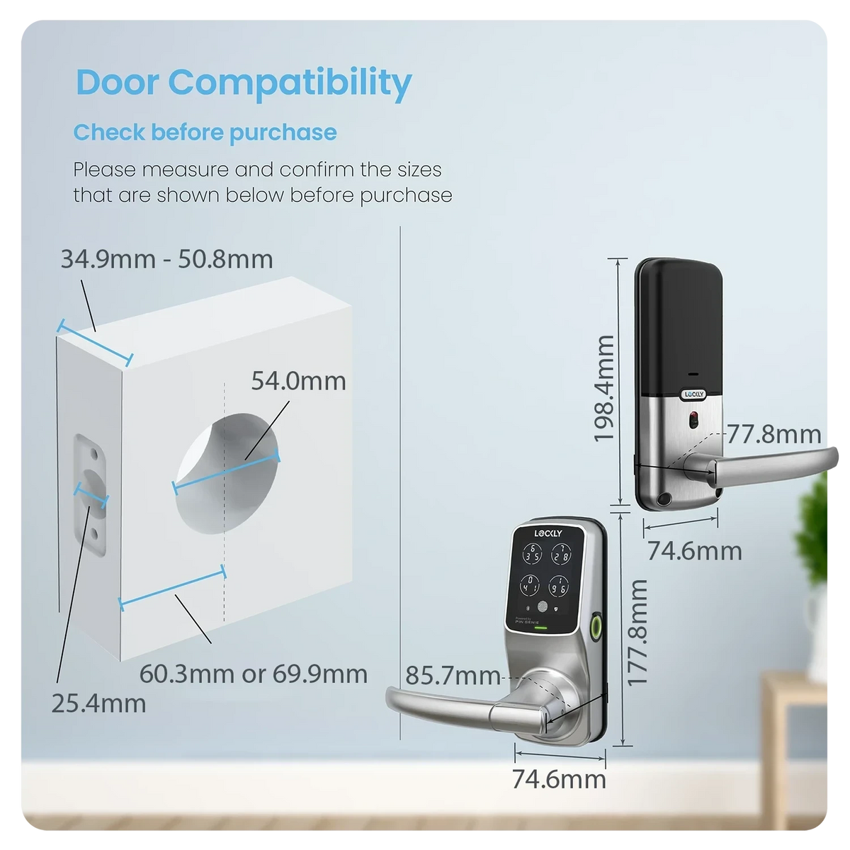 Lockly Secure Plus Peek-Proof Smart Lock Latch Edition