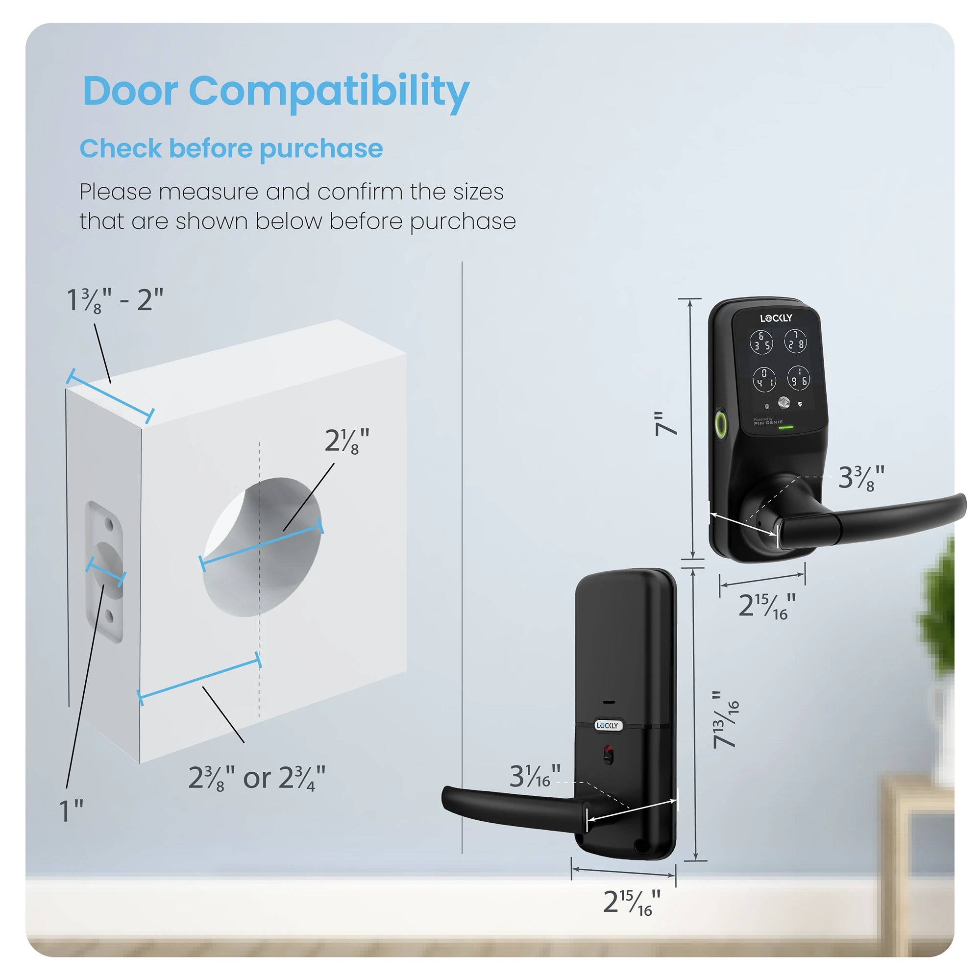 Lockly Secure Plus Peek-Proof Smart Lock Latch Edition