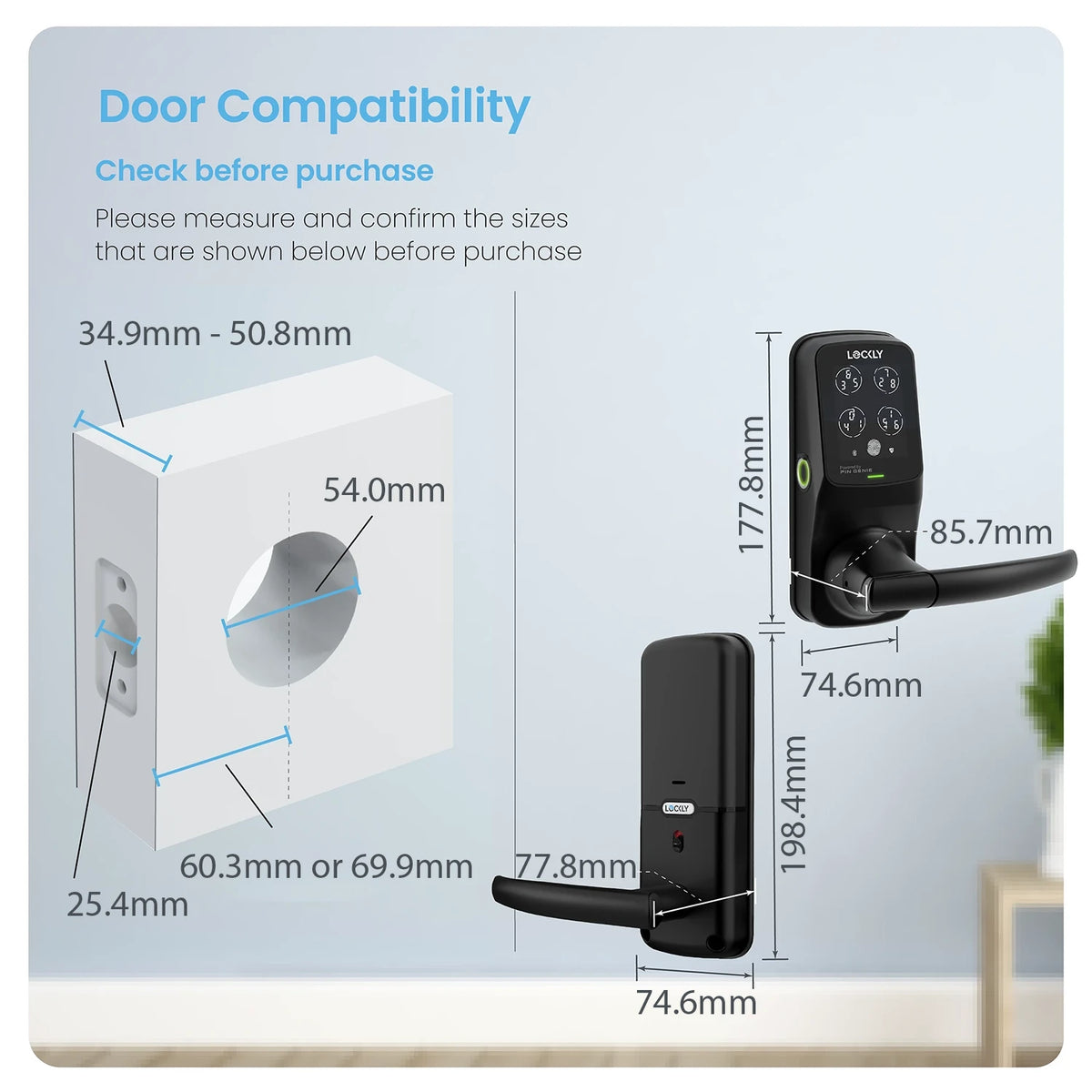 Lockly Secure Plus Peek-Proof Smart Lock Latch Edition