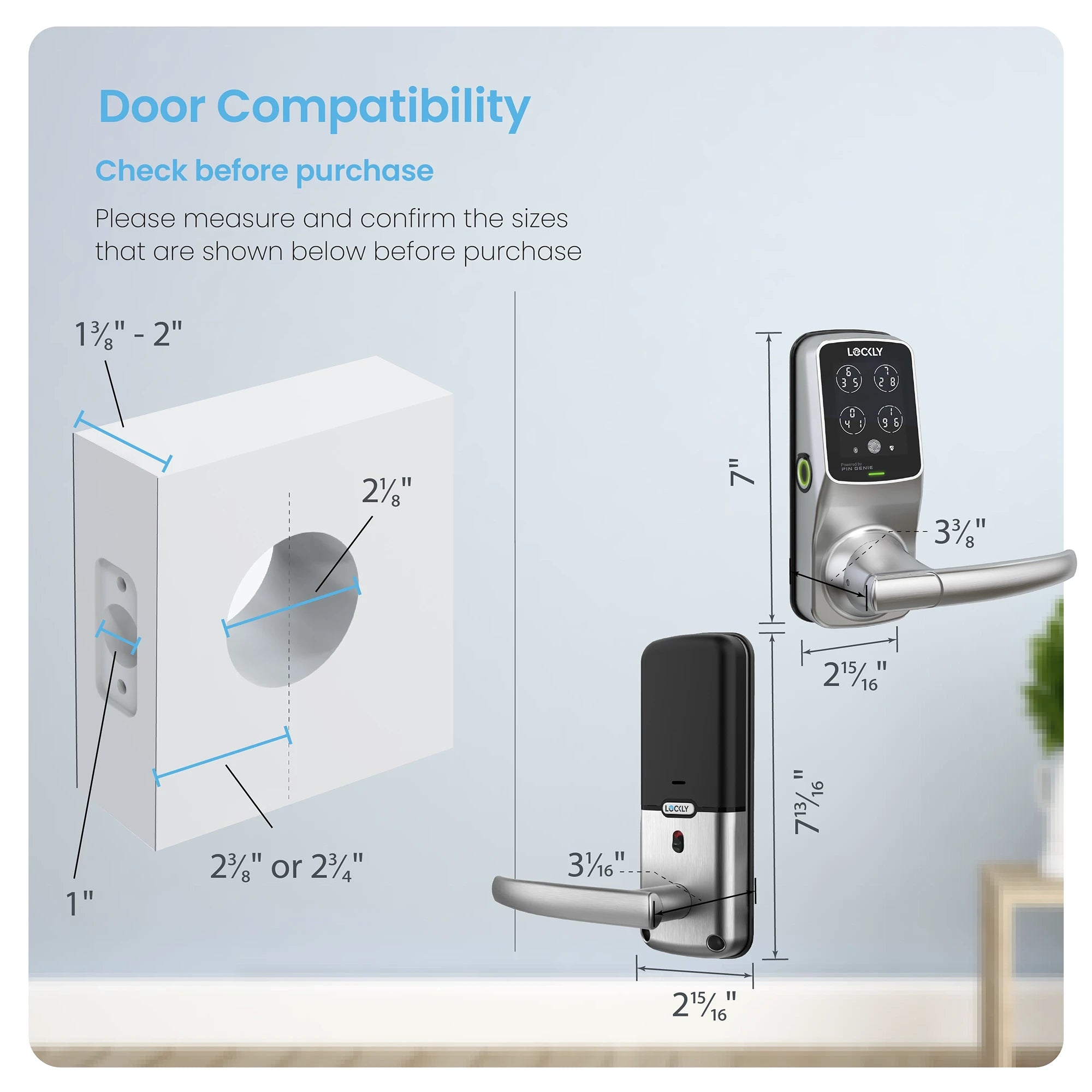 Lockly Secure Plus Peek-Proof Smart Lock Latch Edition