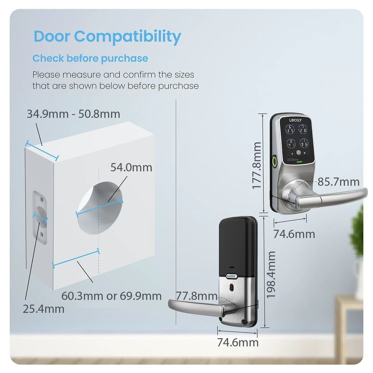 Lockly Secure Plus Peek-Proof Smart Lock Latch Edition