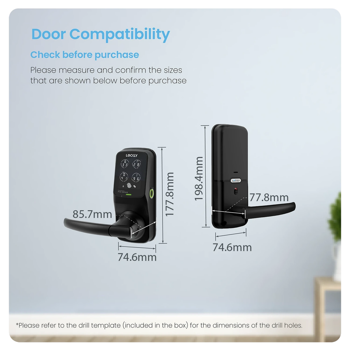 Lockly Lux Compact Mortise Smart Lock