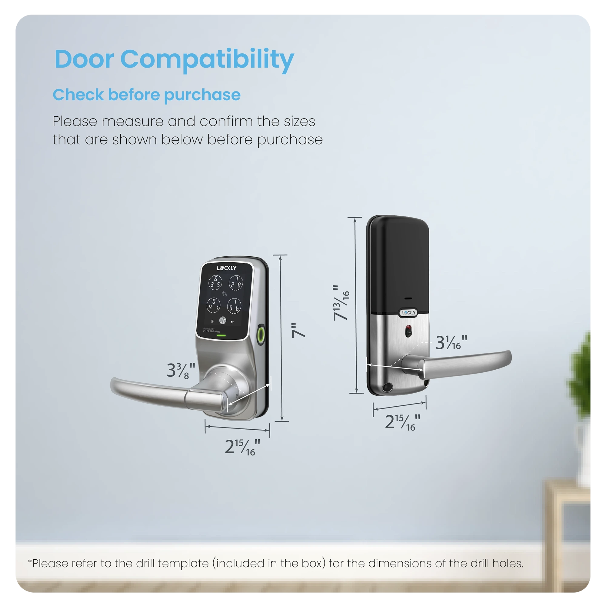 Lockly Lux Compact Mortise Smart Lock
