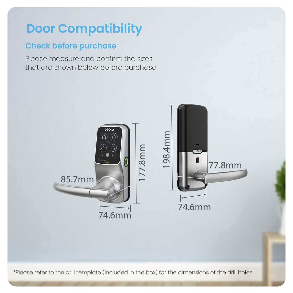 Lockly Lux Compact Mortise Smart Lock