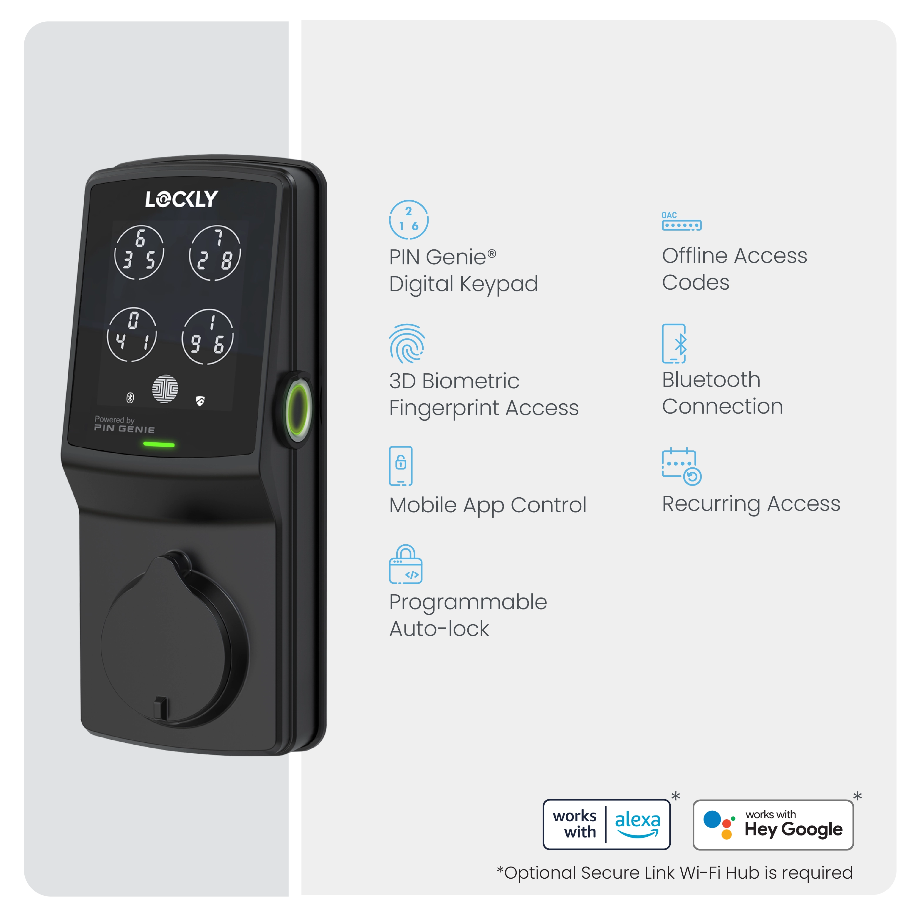 Lockly Secure Plus Peek-Proof Smart Lock Deadbolt Edition