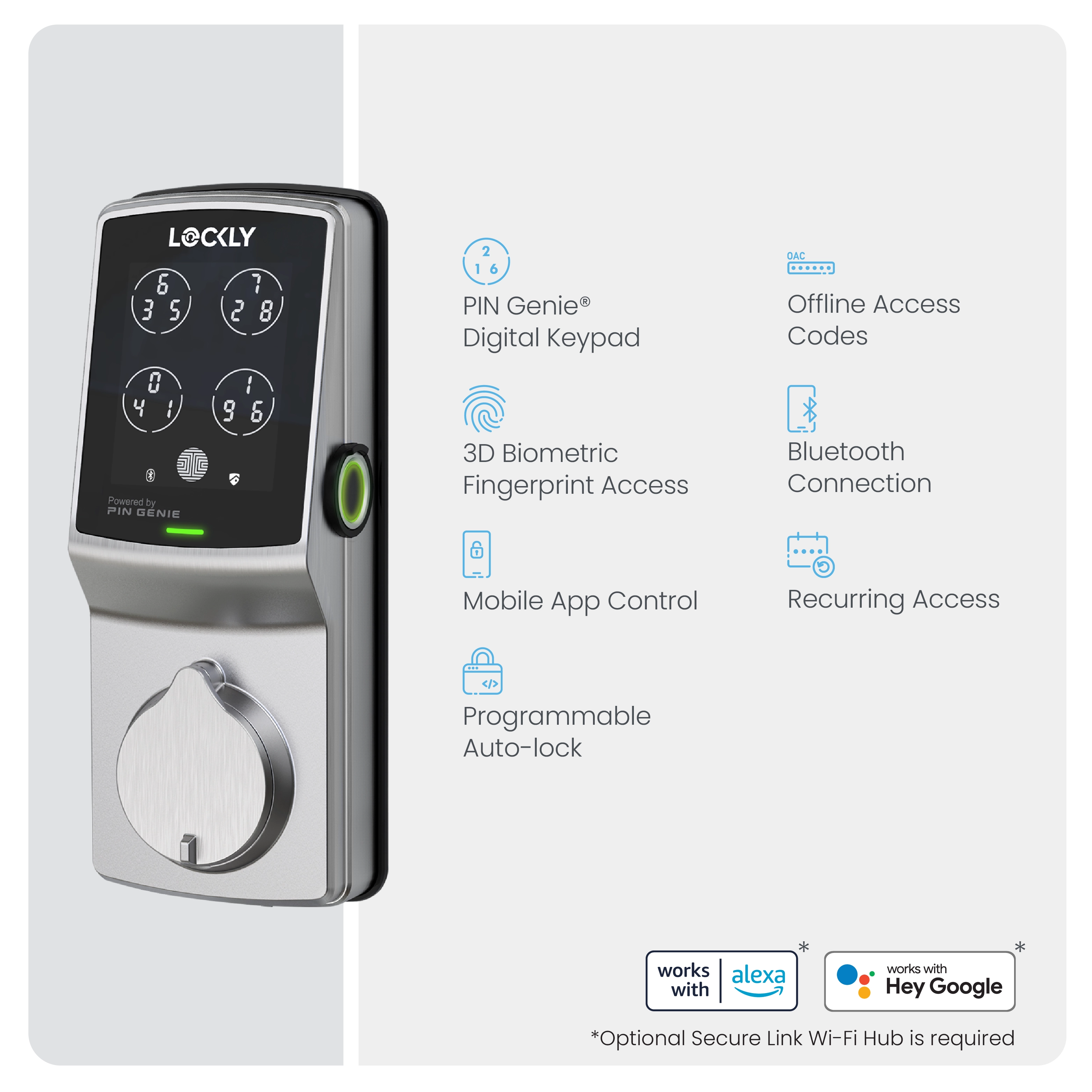 Lockly Secure Plus Peek-Proof Smart Lock Deadbolt Edition