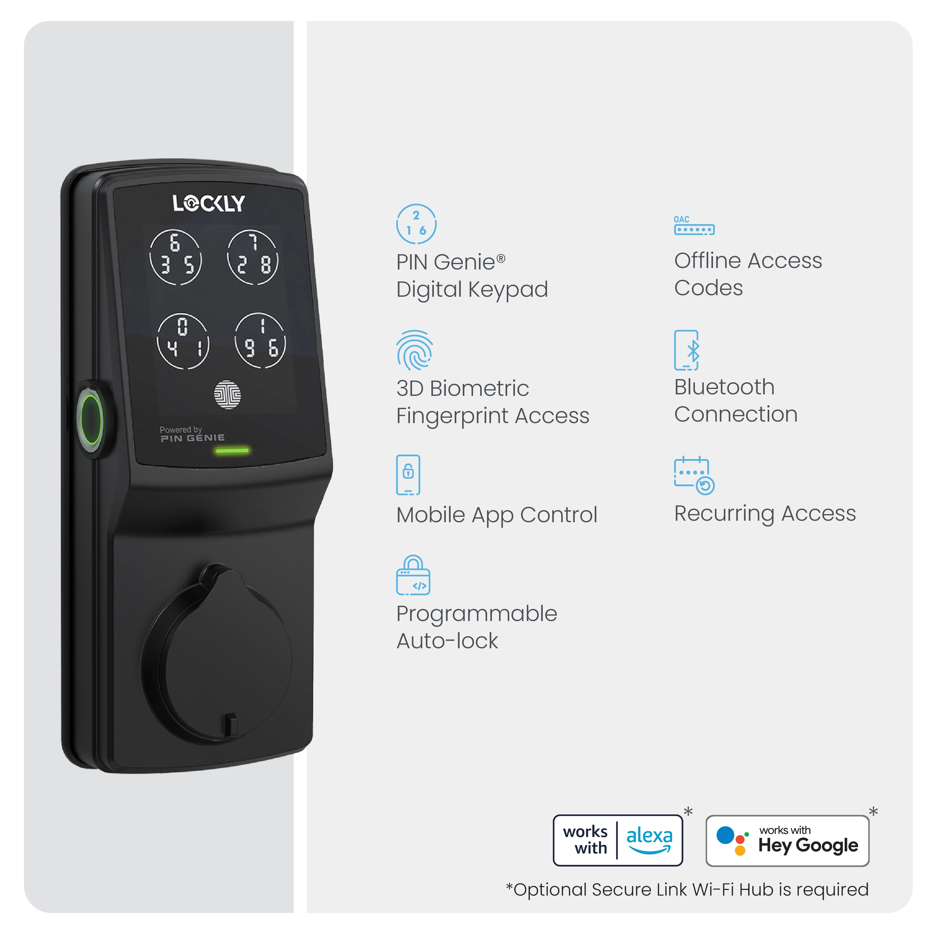 Lockly Secure Plus Peek-Proof Smart Lock Deadbolt Edition