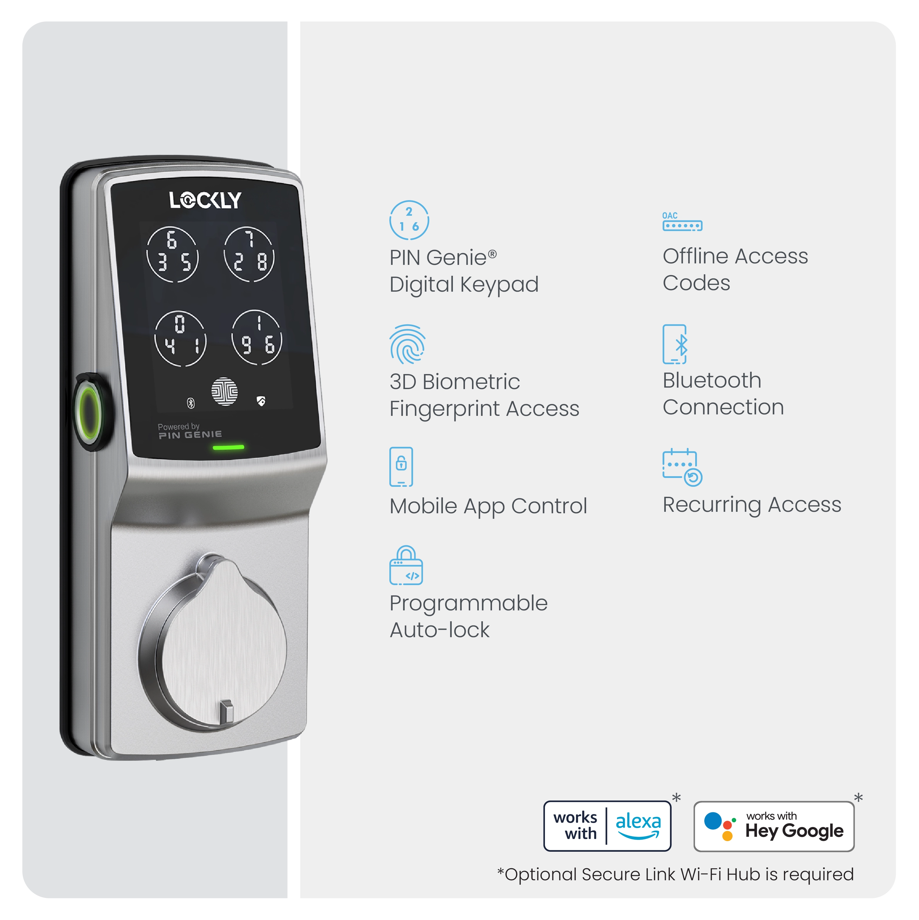 Lockly Secure Plus Peek-Proof Smart Lock Deadbolt Edition