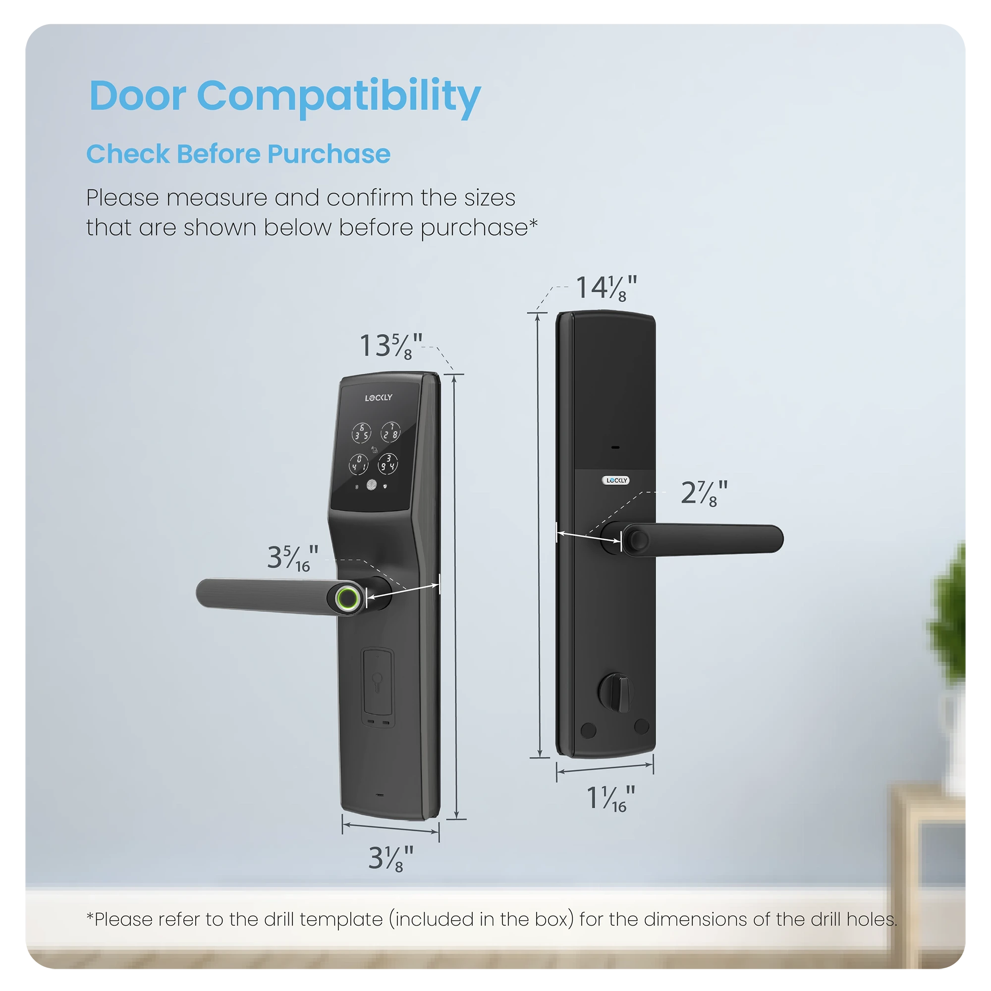 Lockly Secure Lux Mortise Smart Lock
