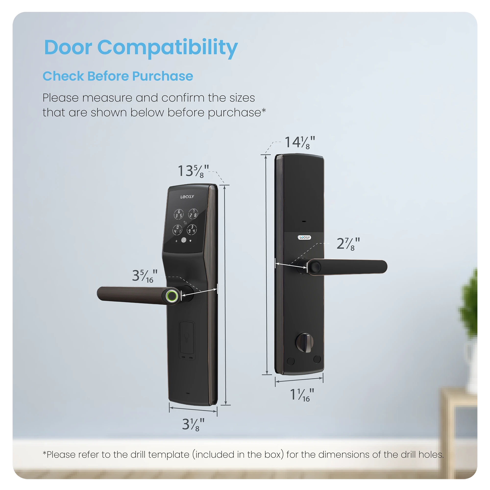 Lockly Secure Lux Mortise Smart Lock
